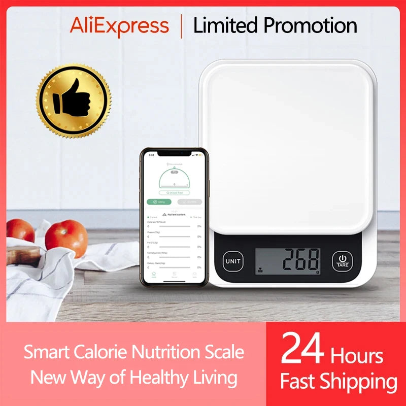 5kg/0.1g/1g Smart Kitchen Scales Nutrition Scale Smart Food Calories Scale Cook Bake Digital Scale with Nutrition Calculator APP