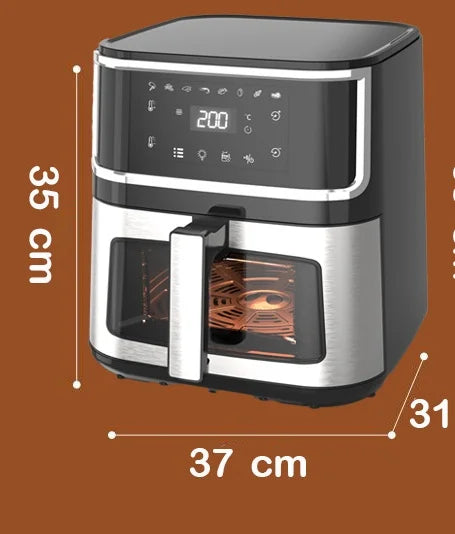 YYHC-Large Capacity 8L Stainless Steel Electric Air Fryer Modern One-Touch Kitchen Appliance with LED Display Oil-Free Function
