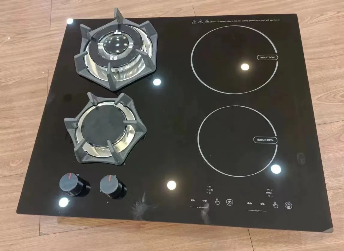 Made In China Kitchen Appliances  Glass Panel 4 Burners Gas Induction Combined Cooktop