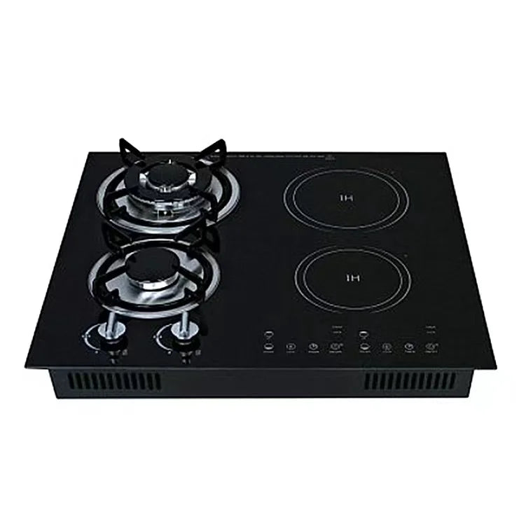 Made In China Kitchen Appliances  Glass Panel 4 Burners Gas Induction Combined Cooktop