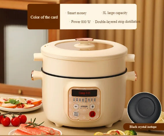 Stainless Steel Multi-Function Electric Cooker - Smart Rice/Noodle Cooker with Steamer (Portable Kitchen Appliance）