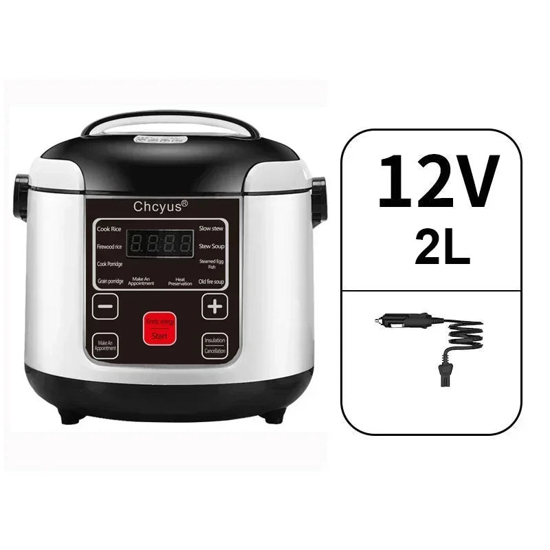 Portable 2L Car Rice Cooker - 12V/24V DC Electric Food Steamer and Soup Warmer