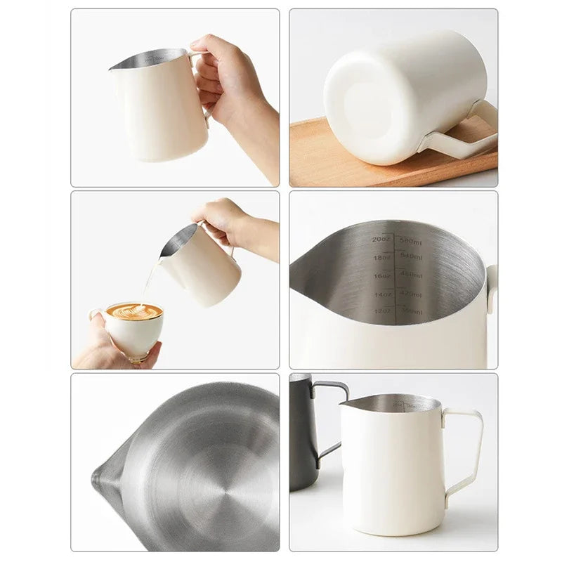 Stainless Steel Coffee Milk Frother Jug Scale Cafe Barista Professional Steam Espresso Coffee Latte Art Kitchen Tools 304