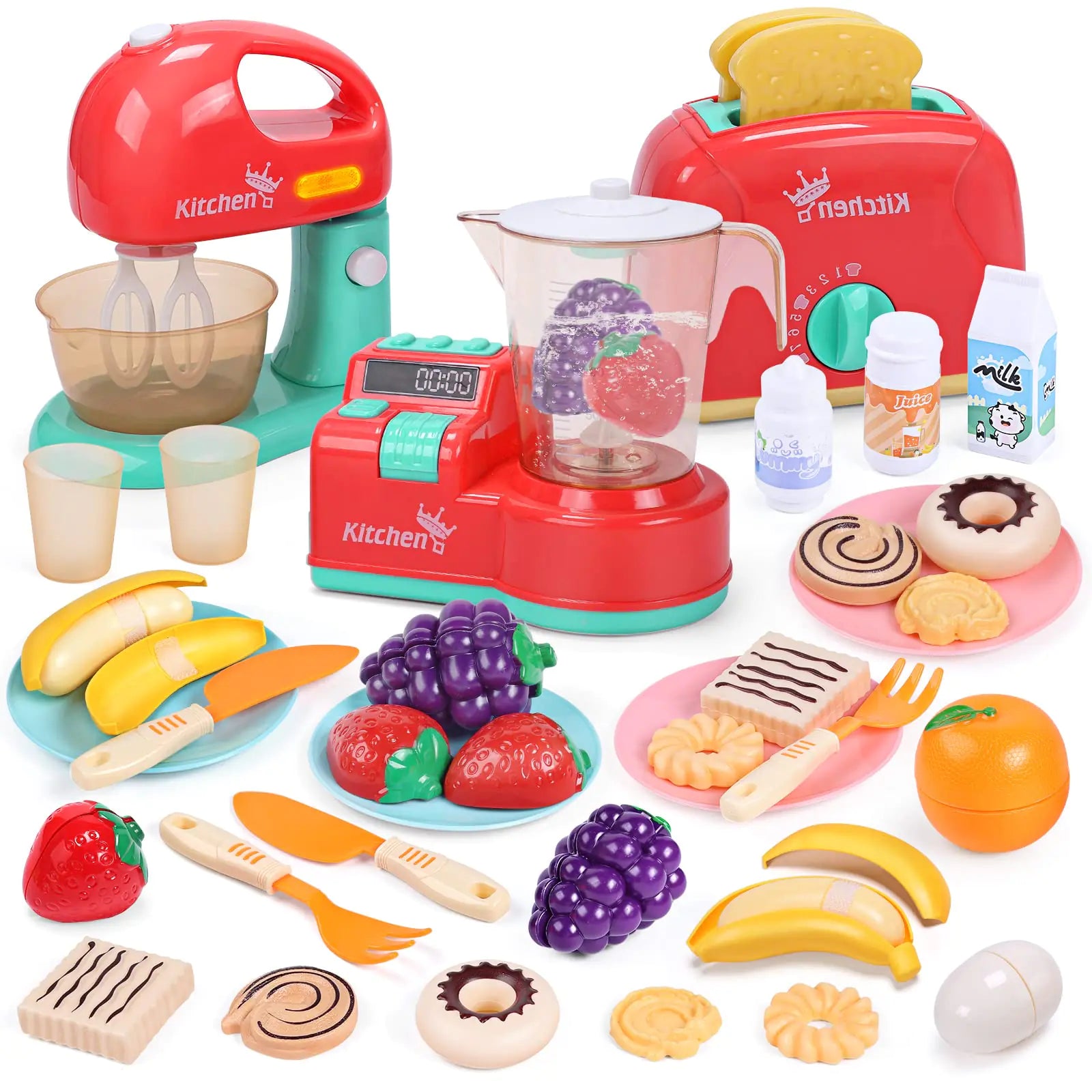 CUTE STONE Kitchen Appliances Playset with Sound & Lights