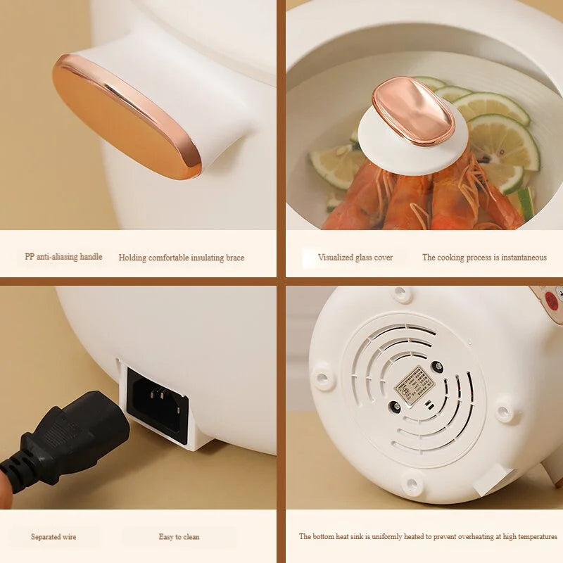 Stainless Steel Multi-Function Electric Cooker - Smart Rice/Noodle Cooker with Steamer (Portable Kitchen Appliance）