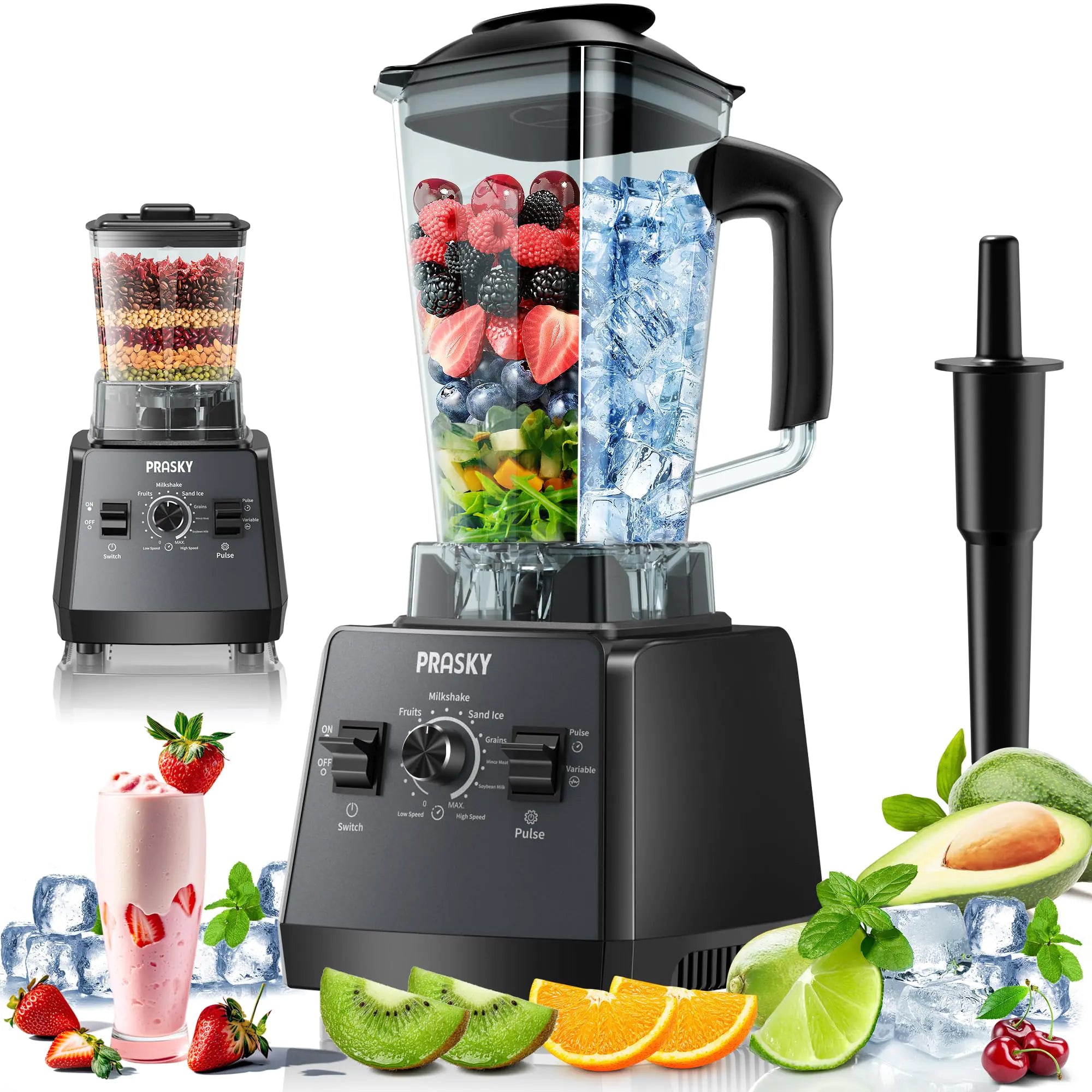 PRASKY 2024 High-Power Blender for Kitchen – 3.0 HP Motor, 25000 RPM, 6-Blade Ice Crusher