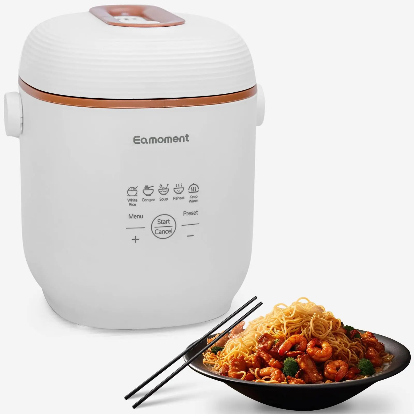 Brown Mini Rice Cooker - 2-Cup Capacity with Non-Stick Pot & Steamer