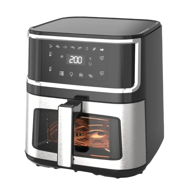 YYHC-Large Capacity 8L Stainless Steel Electric Air Fryer Modern One-Touch Kitchen Appliance with LED Display Oil-Free Function