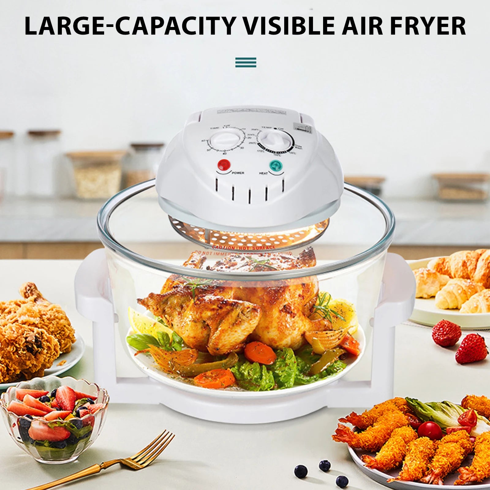 12L/17L Air Fryer Oil-free Electric Fryers Visible Household Automatic Oven Deep Fryer Multifunctional Cooker French Fries Pan