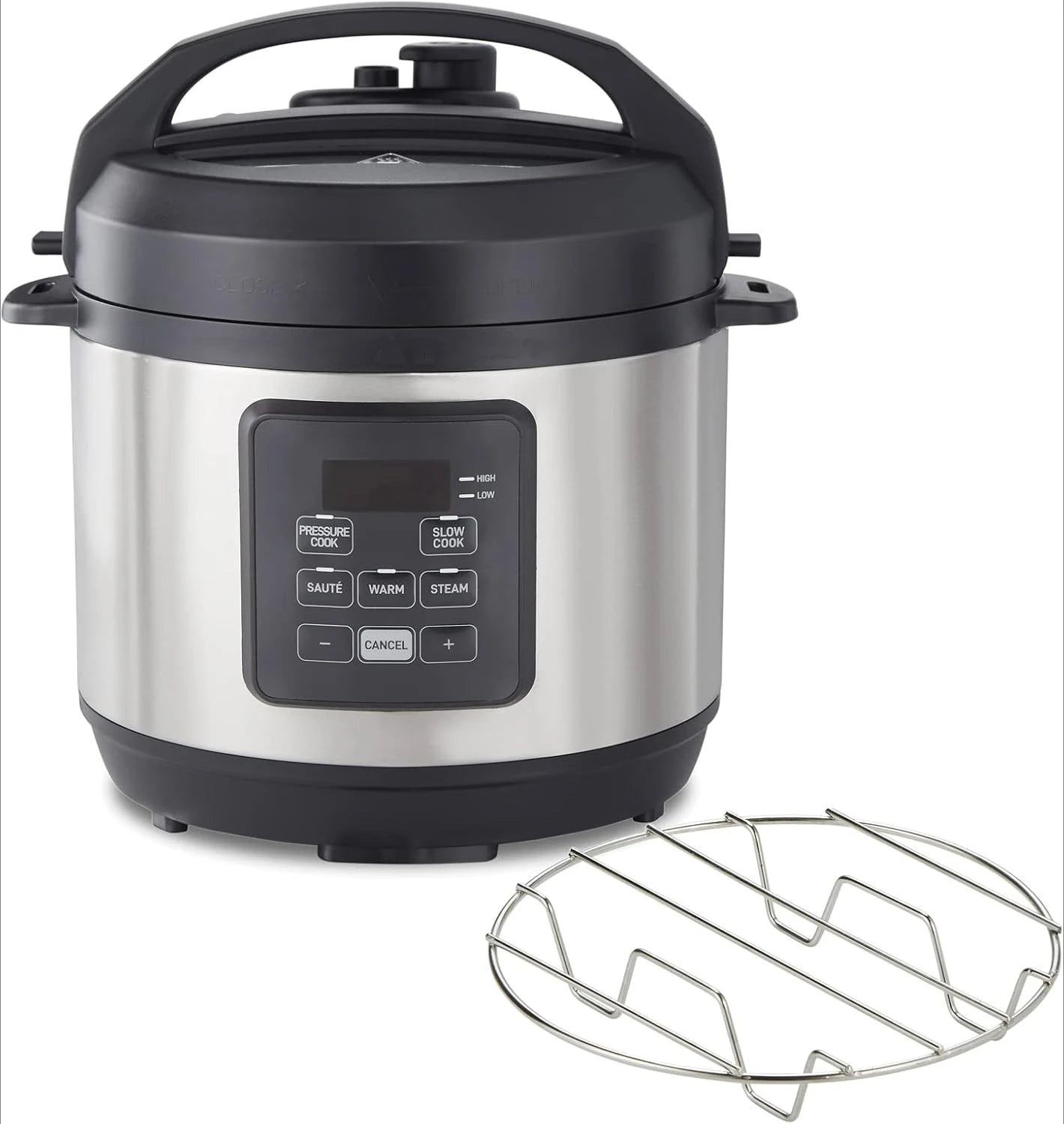 4-in-1 Electric Pressure Cooker, 3 Quart Multi-Function With Slow Cook, Steam, Sauté, Rice, Stainless Steel (34503)