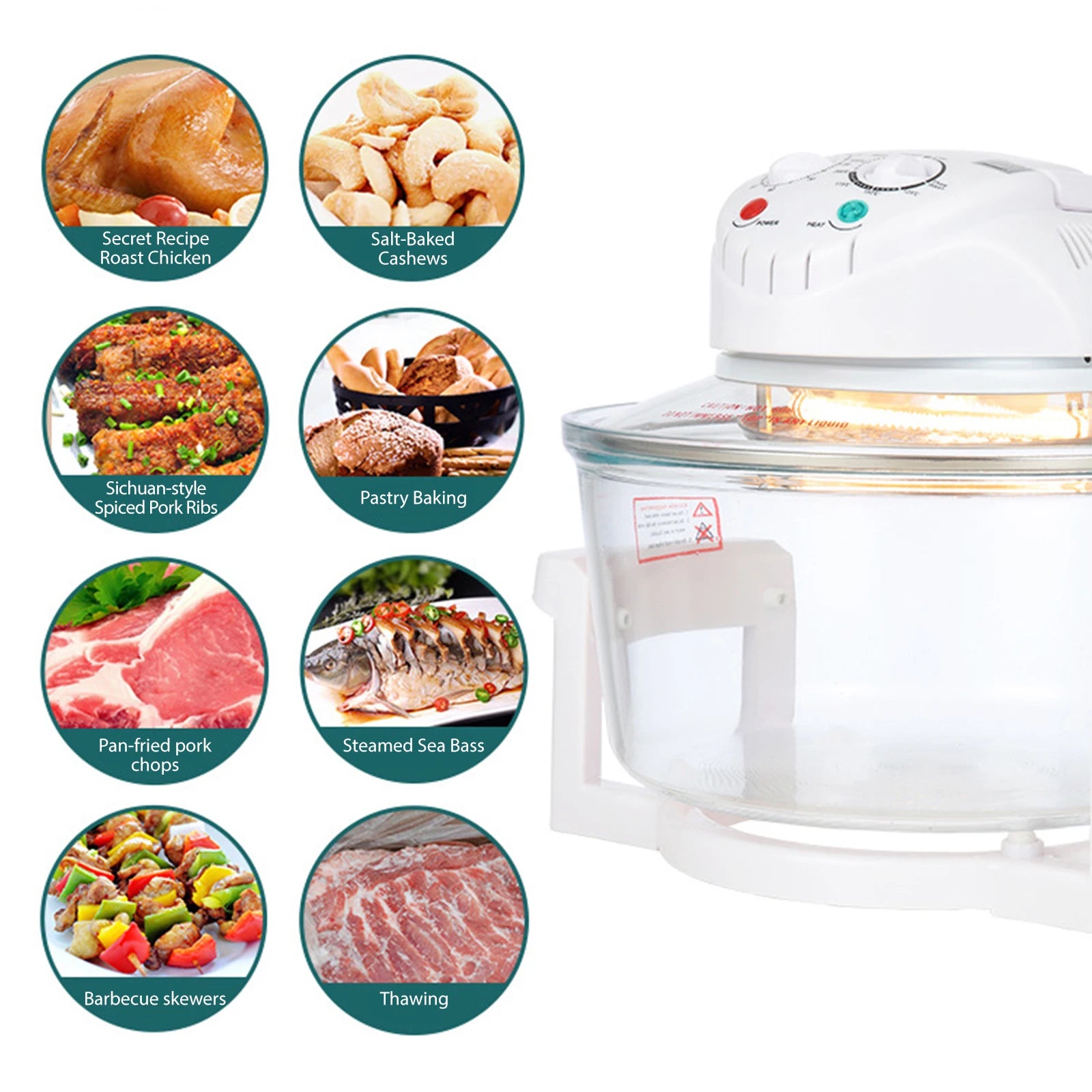 12L/17L Air Fryer Oil-free Electric Fryers Visible Household Automatic Oven Deep Fryer Multifunctional Cooker French Fries Pan