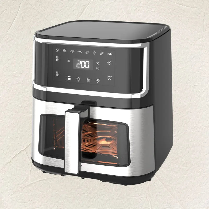 YYHC-Large Capacity 8L Stainless Steel Electric Air Fryer Modern One-Touch Kitchen Appliance with LED Display Oil-Free Function