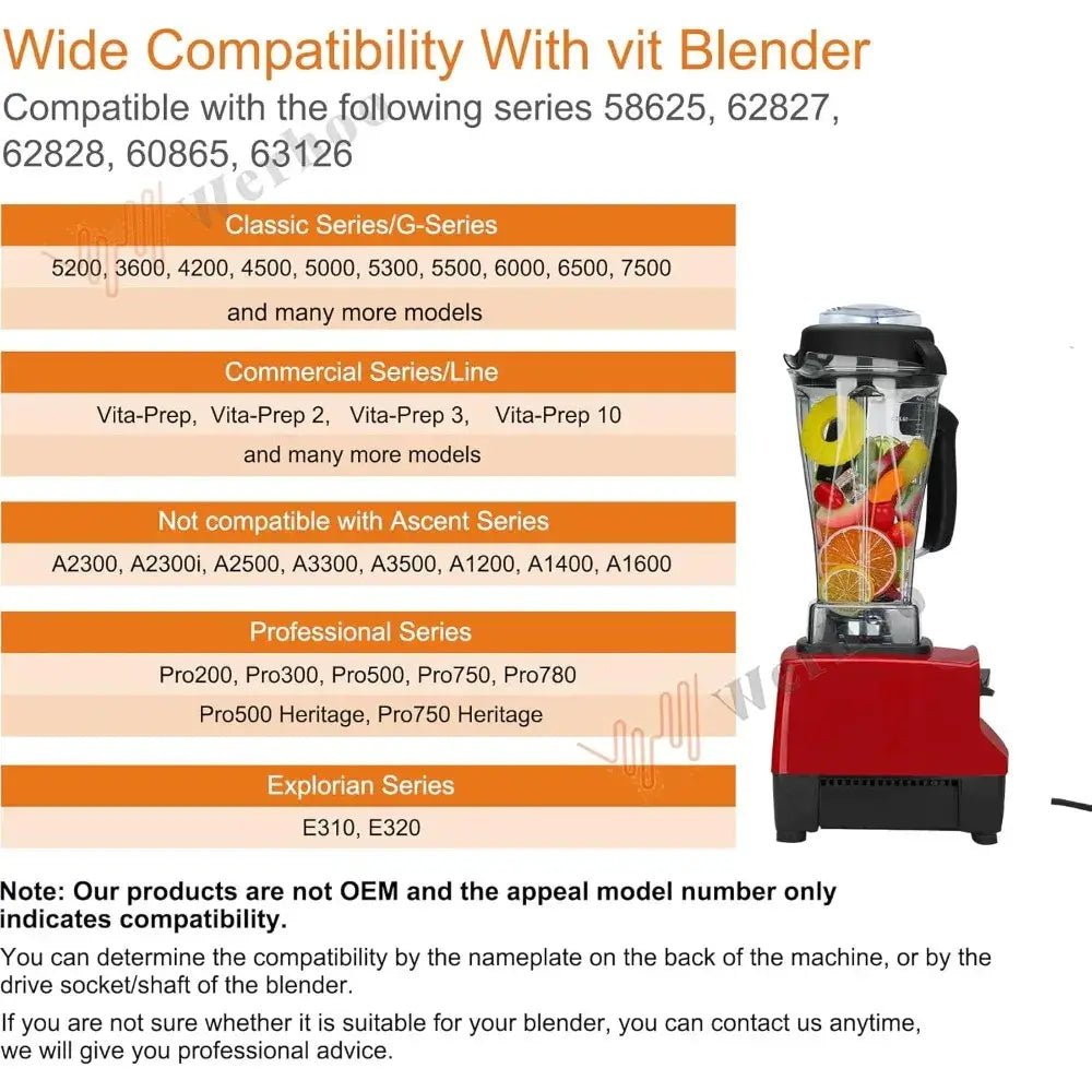 64oz Replacement Pitcher for Vitamix 5200 & 6300 Blenders - Leak-Proof