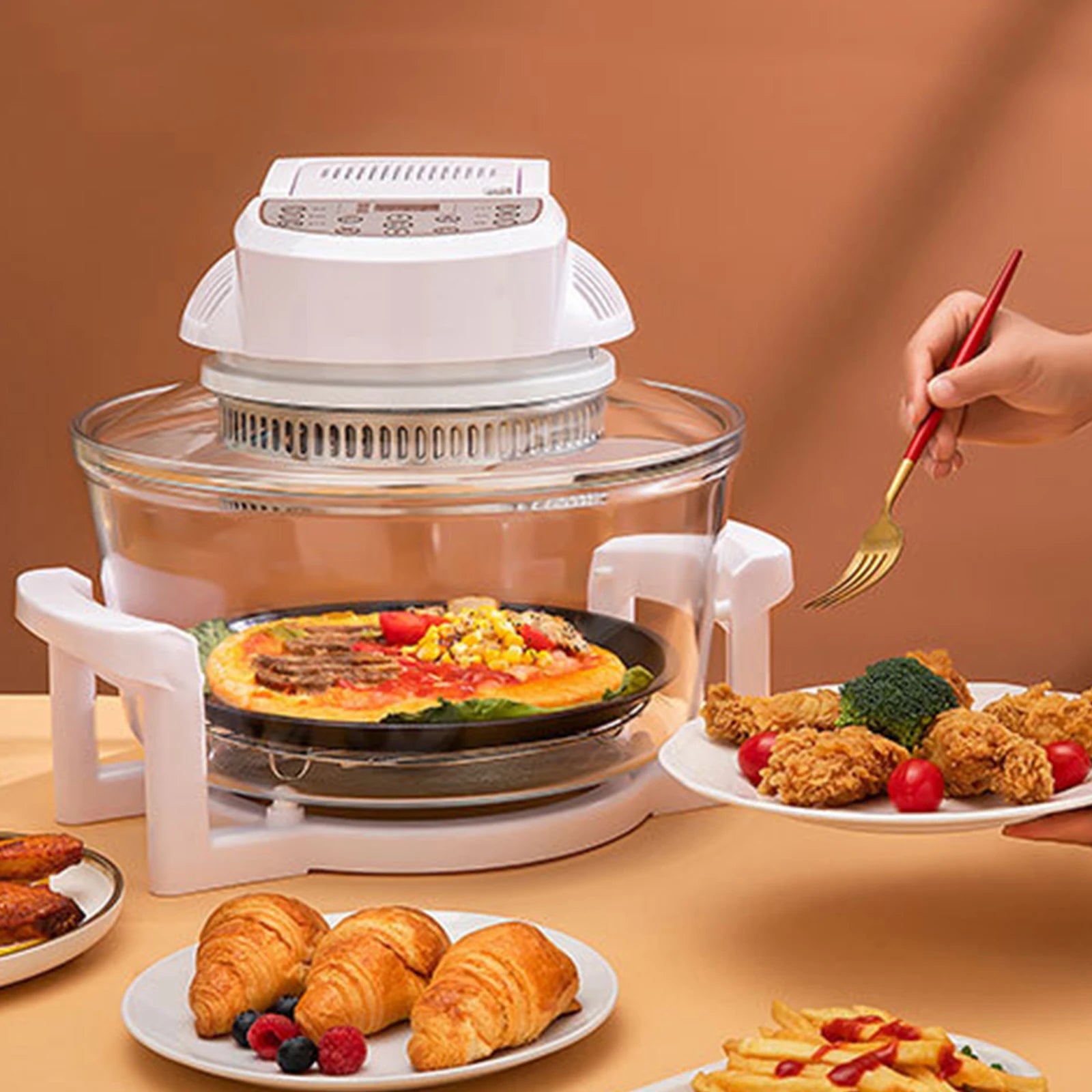 12L/17L Air Fryer Oil-free Electric Fryers Visible Household Automatic Oven Deep Fryer Multifunctional Cooker French Fries Pan