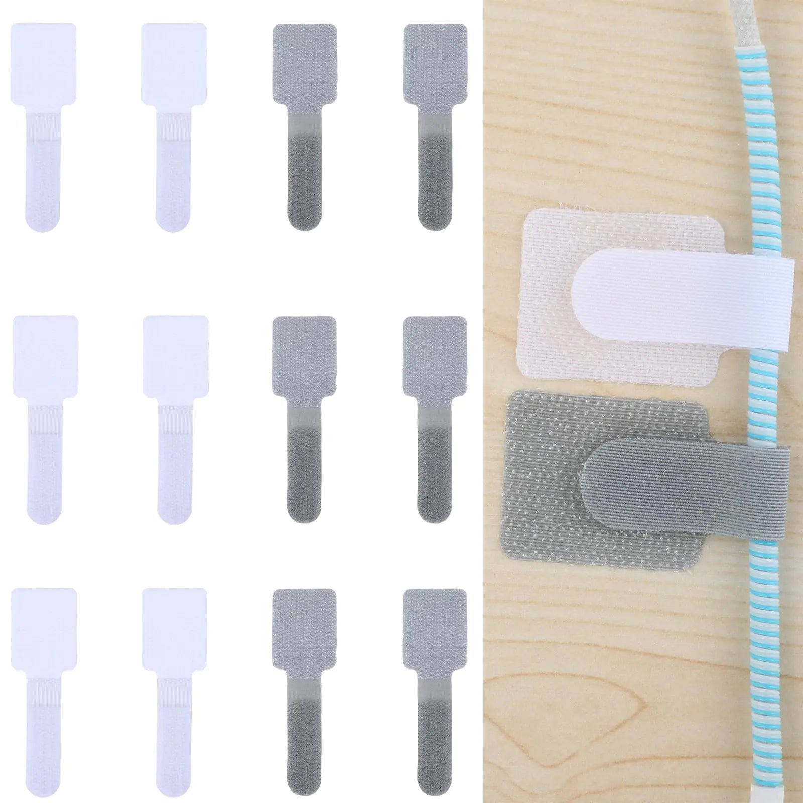 40PCS Self-Adhesive Hook & Loop Cable Ties – Wire Organizer Clips for Home, Office, and Workshop